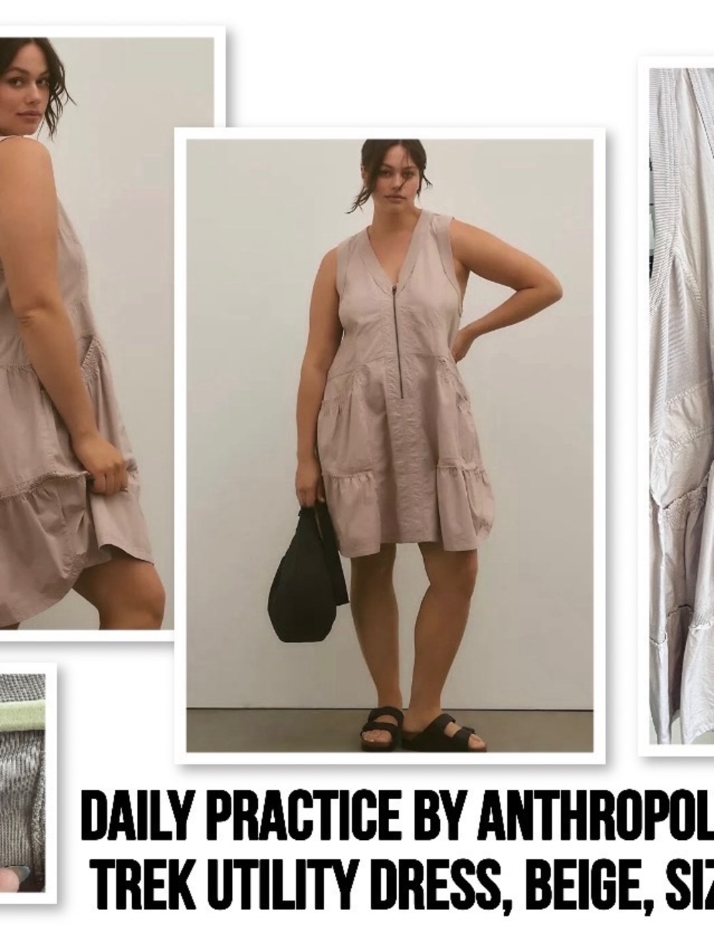 Anthropologie sleeveless beige tiered utility dress